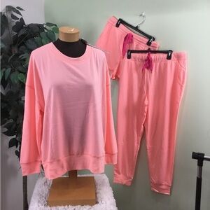 Peace love and dreams XL 3 piece lounge/ pajama set coral
